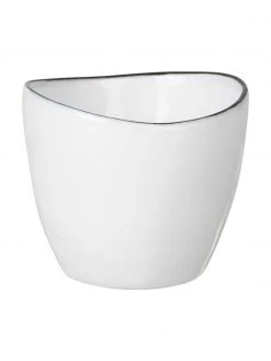 Broste Copenhagen Handgemachte Eierbecher Salt mit schwarzem Rand, 4 Stück, Ø 5 x H 4 cm