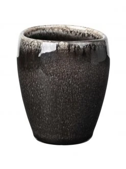 Broste Copenhagen Handgemachte Espressobecher Nordic Coal aus Steingut, 6 Stück, Ø 7 x H 8 cm, 100 ml