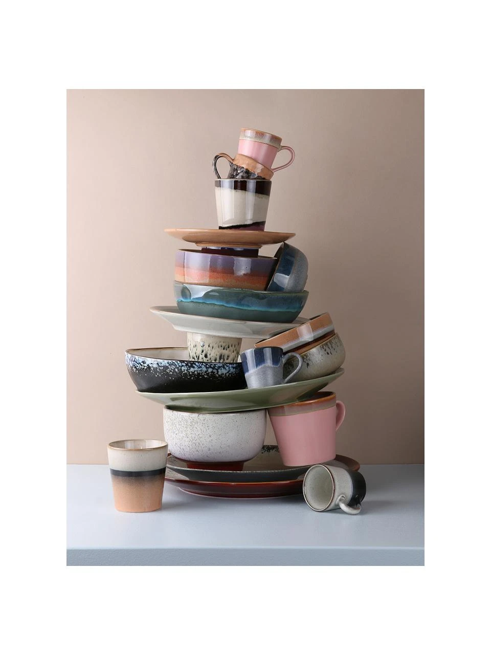 HKliving Handgemachte Espressotassen 70's im Retro Style, 4er-Set, Ø 6 x H 6 cm, 80 ml 2 HKliving Handgemachte Espressotassen 70's im Retro Style, 4er-Set, Ø 6 x H 6 cm, 80 ml – Bild 2