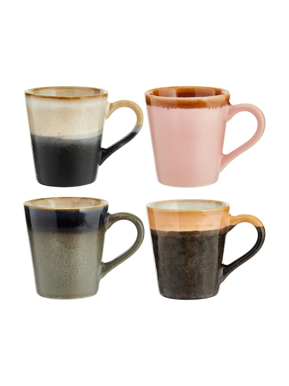 HKliving Handgemachte Espressotassen 70's im Retro Style, 4er-Set, Ø 6 x H 6 cm, 80 ml 1 HKliving Handgemachte Espressotassen 70's im Retro Style, 4er-Set, Ø 6 x H 6 cm, 80 ml