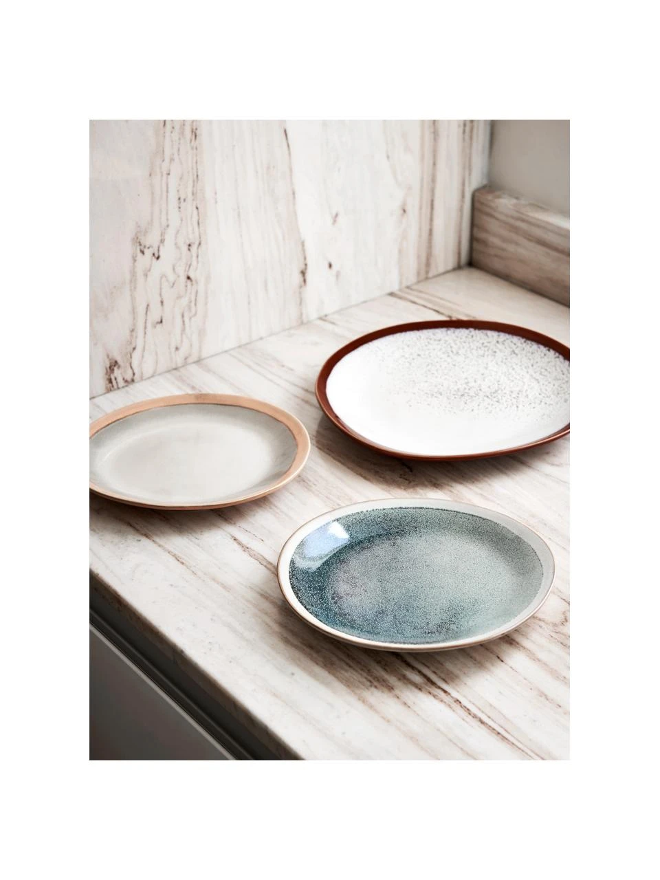 HKliving Handgemachte Frühstücksteller 70's im Retro Style, 2 Stück, Ø 22 cm 2 HKliving Handgemachte Frühstücksteller 70's im Retro Style, 2 Stück, Ø 22 cm – Bild 2