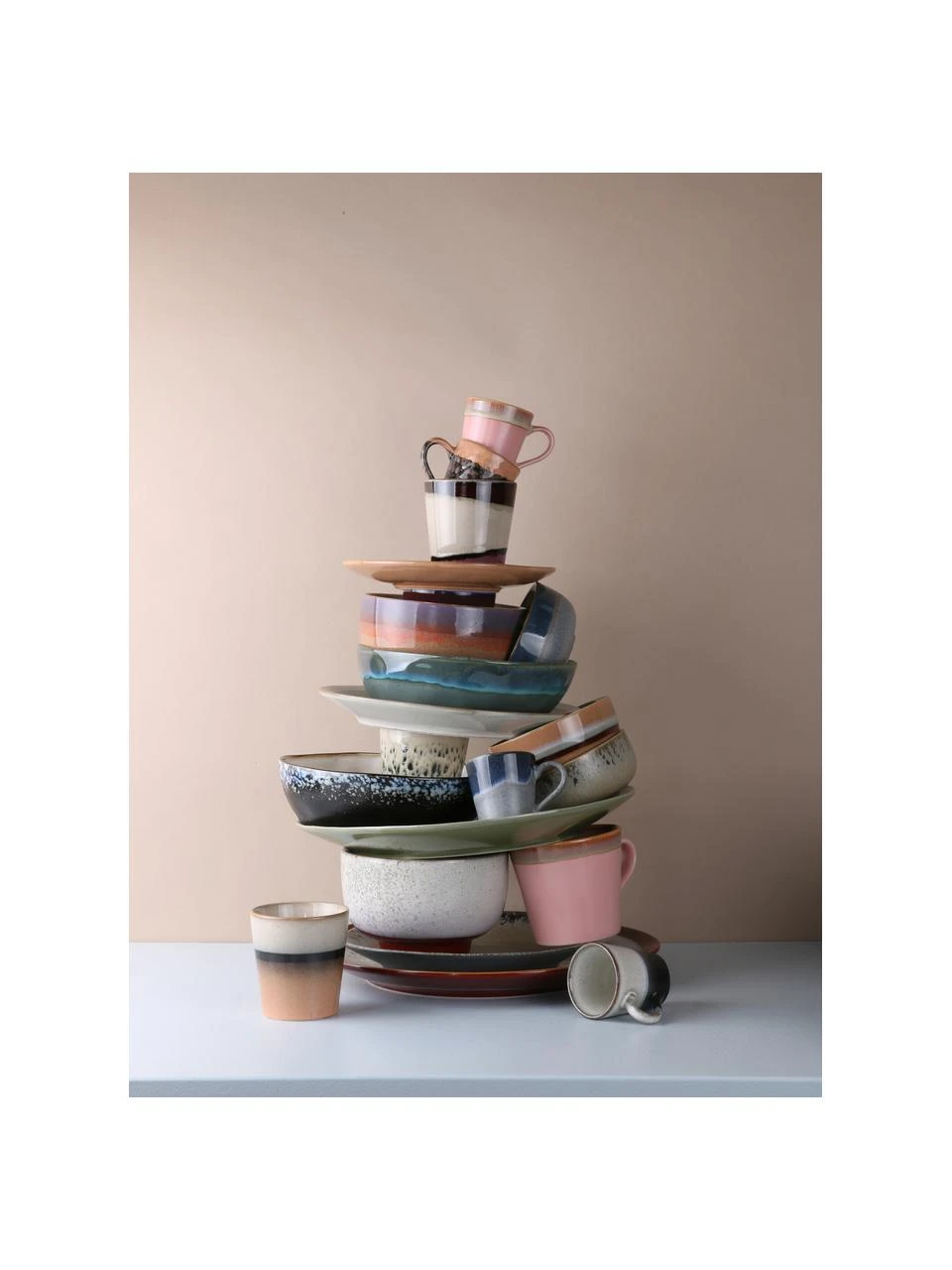 HKliving Handgemachte Frühstücksteller 70's im Retro Style, 2 Stück, Ø 22 cm 6 HKliving Handgemachte Frühstücksteller 70's im Retro Style, 2 Stück, Ø 22 cm – Bild 6