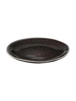Broste Copenhagen Handgemachte Frühstücksteller Nordic Coal aus Steingut, 4 Stück, Ø 20 x H 3 cm