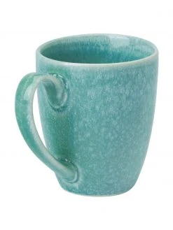 Westwing Collection Handgemachte Kaffeetasse Anthia aus Steingut mit reaktiver Glasur in Türkis, 2 Stück, Ø 12 x H 11 cm -Küche Geschäft Handgemachte Kaffeetasse Anthia aus Steingut mit reaktiver Glasur in Turkis 2 Stuck 3