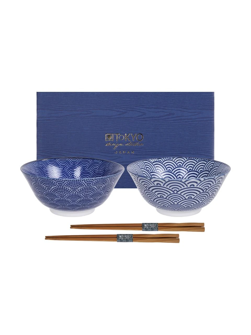 Tokyo Design Studio Handgemachte Porzellan-Schälchen Nippon in Blau/Weiß mit Essstäbchen, 4-er Set, Set mit verschiedenen Größen 6 Tokyo Design Studio Handgemachte Porzellan-Schälchen Nippon in Blau/Weiß mit Essstäbchen, 4-er Set, Set mit verschiedenen Größen – Bild 6