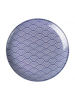 Tokyo Design Studio Handgemachte Porzellan-Speiseteller Nippon in Blau/Weiß, 4-er Set, Ø 26 cm -Küche Geschäft Handgemachte Porzellan Speiseteller Nippon in BlauWeiss 4 er Set 2
