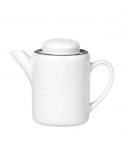 Broste Copenhagen Handgemachte Porzellan Teekanne Salt mit schwarzem Rand, 1.3 L
