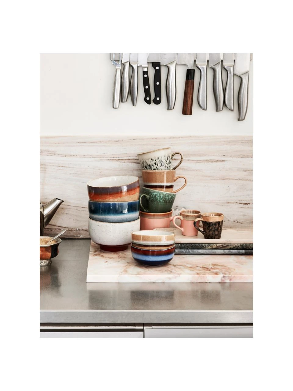 HKliving Handgemachte Schälchen 70's im Retro Style, 4er-Set, Ø 11 x H 5 cm 2 HKliving Handgemachte Schälchen 70's im Retro Style, 4er-Set, Ø 11 x H 5 cm – Bild 2