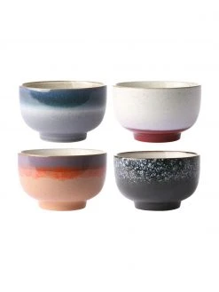 HKliving Handgemachte Schälchen 70's im Retro Style, 4er-Set, Ø 14 x H 8 cm