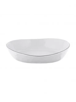 Broste Copenhagen Handgemachte Schalen Salt Ø 20 cm mit schwarzem Rand, 2 Stück, B 20 x H 4 cm