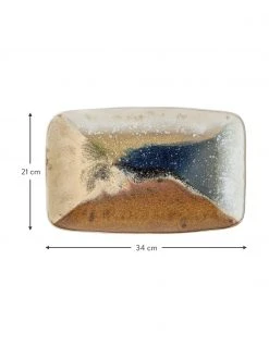 Bloomingville Handgemachte Servierplatte Willow aus Steingut, L 34 x B 21 cm -Küche Geschäft Handgemachte Servierplatte Willow aus Steingut L 34 x B 21 cm 2