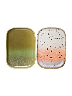 HKliving Handgemachte Servierplatten 70's im Retro Style, L 15 x B 11 cm, 2er-Set