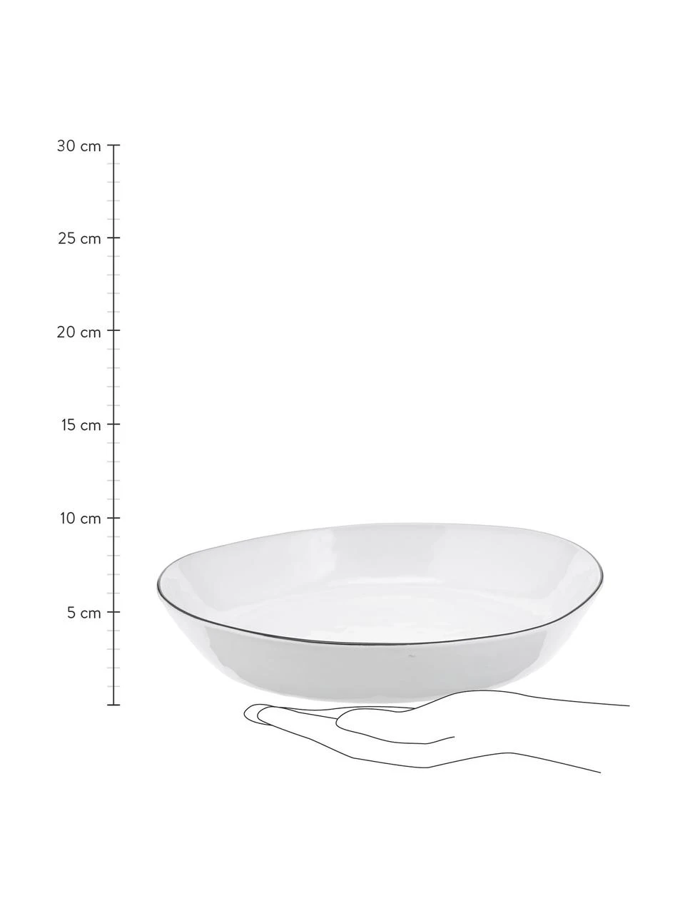 Handgemachte Servierschale Salt Ø 24 mit schwarzem Rand, Porzellan, Gebrochenes Weiß, Schwarz, B 24 x H 4 cm Broste Copenhagen Handgemachte Servierschale Salt Ø 24 mit schwarzem Rand, B 24 x H 4 cm -Küche Geschäft Handgemachte Servierschale Salt O 24 mit schwarzem Rand 2