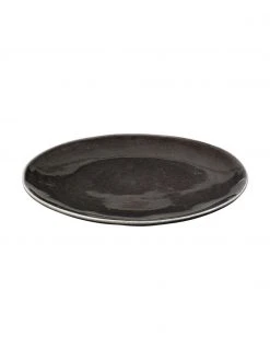 Broste Copenhagen Handgemachte Speiseteller Nordic Coal aus Steingut, 4 Stück, Ø 26 cm