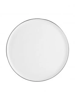 Broste Copenhagen Handgemachte Speiseteller Salt mit schwarzem Rand, 4 Stück, Ø 28 cm -Küche Geschäft Handgemachte Speiseteller Salt mit schwarzem Rand 4 Stuck 3