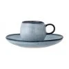 Bloomingville Handgemachte Steingut-Espressotasse mit Untertasse Sandrine in Blautönen, Ø 7 cm x H 6 cm, 100 ml