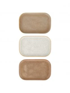 Bloomingville Handgemachte Steingut-Servierplatten Addison L 23 x B 15 cm, 3er-Set