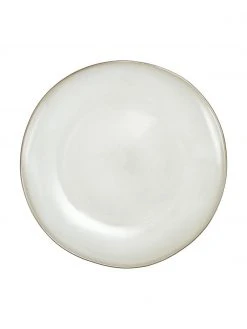 Westwing Collection Handgemachte Steingut-Speiseteller Thalia in Beige, 2 Stück, Ø 28 x H 3 cm