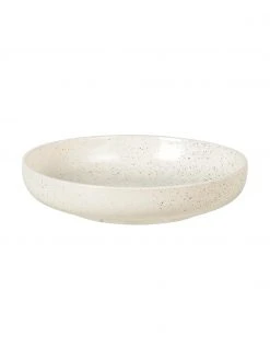 Broste Copenhagen Handgemachte Steingut-Suppenteller Nordic Vanilla Ø 22 cm in Cremeweiß gesprenkelt, 4 Stück, Ø 22 x H 5 cm
