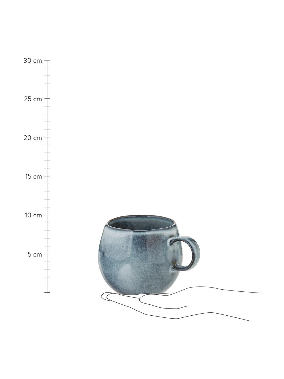 Bloomingville Handgemachte Steingut-Tasse Sandrine in Blautönen, Ø 10 x H 10 cm, 400 ml 3 Bloomingville Handgemachte Steingut-Tasse Sandrine in Blautönen, Ø 10 x H 10 cm, 400 ml – Bild 3