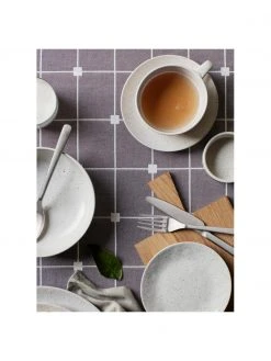 Broste Copenhagen Handgemachte Steingut-Tasse mit Untertasse Nordic Vanilla in Cremeweiß gesprenkelt, Ø 11 x H 5 cm, 250 ml -Küche Geschäft Handgemachte Steingut Tasse mit Untertasse Nordic Vanilla in Cremeweiss gesprenkelt 2
