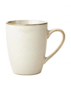 Westwing Collection Handgemachte Steingut-Tassen Thalia in Cremeweiß, 2 Stück, Ø 9 x H 11 cm