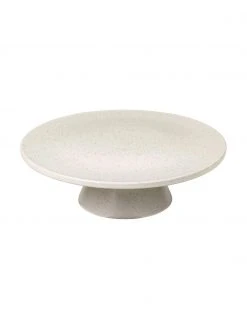 Broste Copenhagen Handgemachte Steingut-Tortenplatte Nordic Vanilla in Cremeweiß gesprenkelt, Ø 30 cm, Ø 30 x H 10 cm