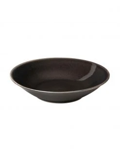 Broste Copenhagen Handgemachte Suppenteller Nordic Coal Ø 22 cm aus Steingut, 4 Stück, Ø 22 x H 5 cm