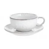 Broste Copenhagen Handgemachte Tasse mit Untertasse Nordic Sand aus Steingut, Ø 11 x H 5 cm, 250 ml
