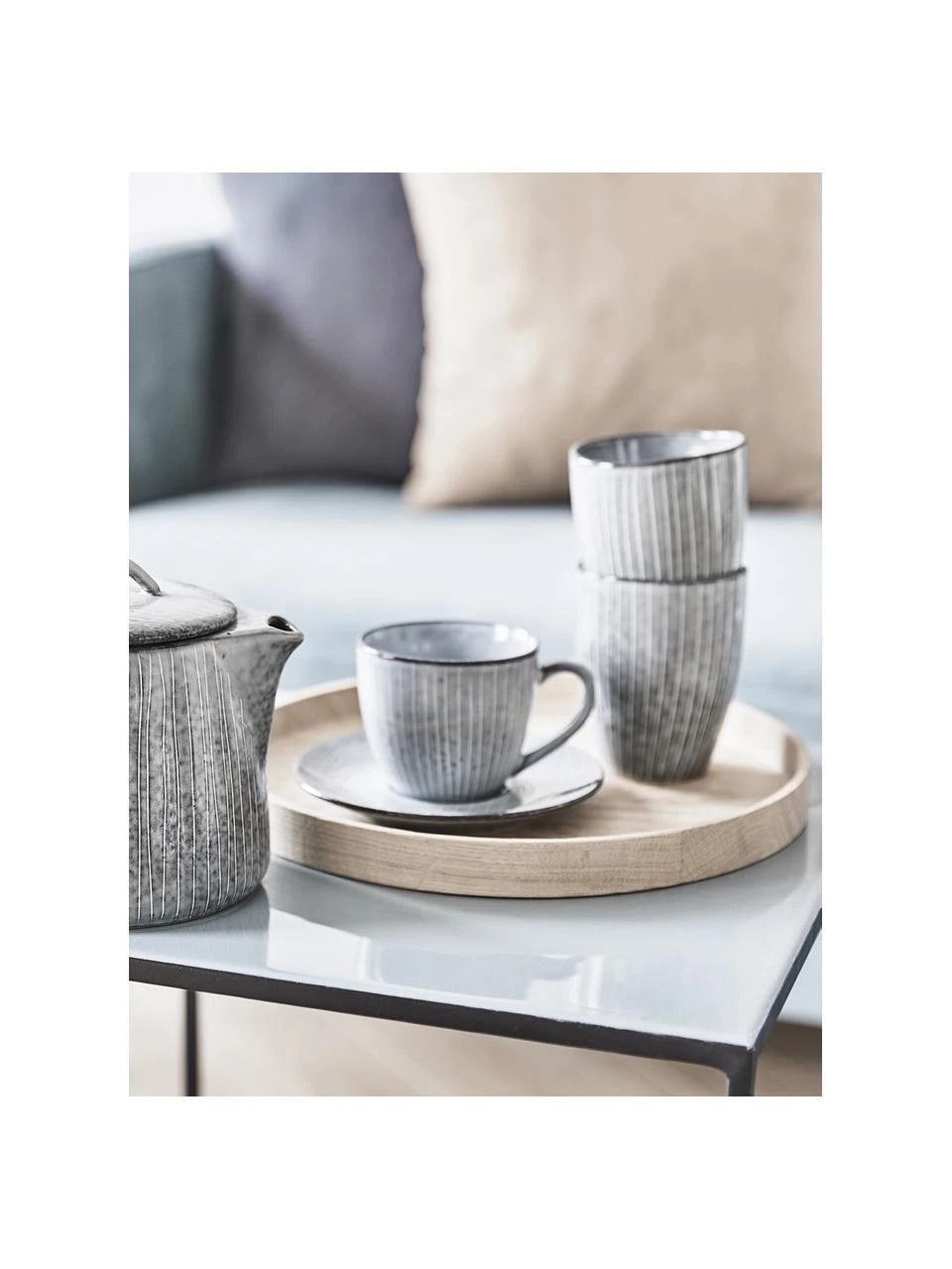 Broste Copenhagen Handgemachte Tasse mit Untertasse Nordic Sea aus Steingut, Ø 8 x H 7 cm, 150 ml 2 Broste Copenhagen Handgemachte Tasse mit Untertasse Nordic Sea aus Steingut, Ø 8 x H 7 cm, 150 ml – Bild 2