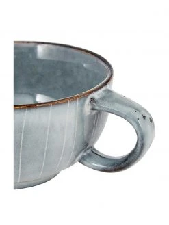 Broste Copenhagen Handgemachte Tasse mit Untertasse Nordic Sea aus Steingut, Ø 11 x H 5 cm, 250 ml -Küche Geschäft Handgemachte Tasse mit Untertasse Nordic Sea aus Steingut 11
