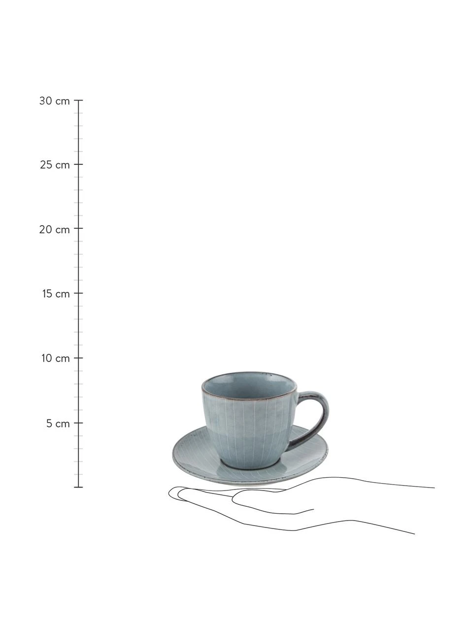 Broste Copenhagen Handgemachte Tasse mit Untertasse Nordic Sea aus Steingut, Ø 8 x H 7 cm, 150 ml 4 Broste Copenhagen Handgemachte Tasse mit Untertasse Nordic Sea aus Steingut, Ø 8 x H 7 cm, 150 ml – Bild 4