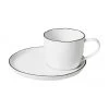 Broste Copenhagen Handgemachte Tasse mit Untertasse Salt mit schwarzem Rand, Ø 8 x H 7 cm, 150 ml