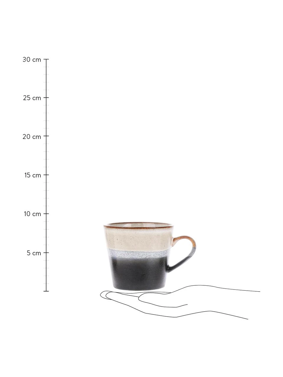 Handgemachte Tassen 70's im Retro Style, 4 Stück, Steingut, Schwarz, Weiß, Ø 12 x H 9 cm, 300 ml HKliving Handgemachte Tassen 70's im Retro Style, 4 Stück, Ø 12 x H 9 cm, 300 ml -Küche Geschäft Handgemachte Tassen 70s im Retro Style 4 Stuck 6