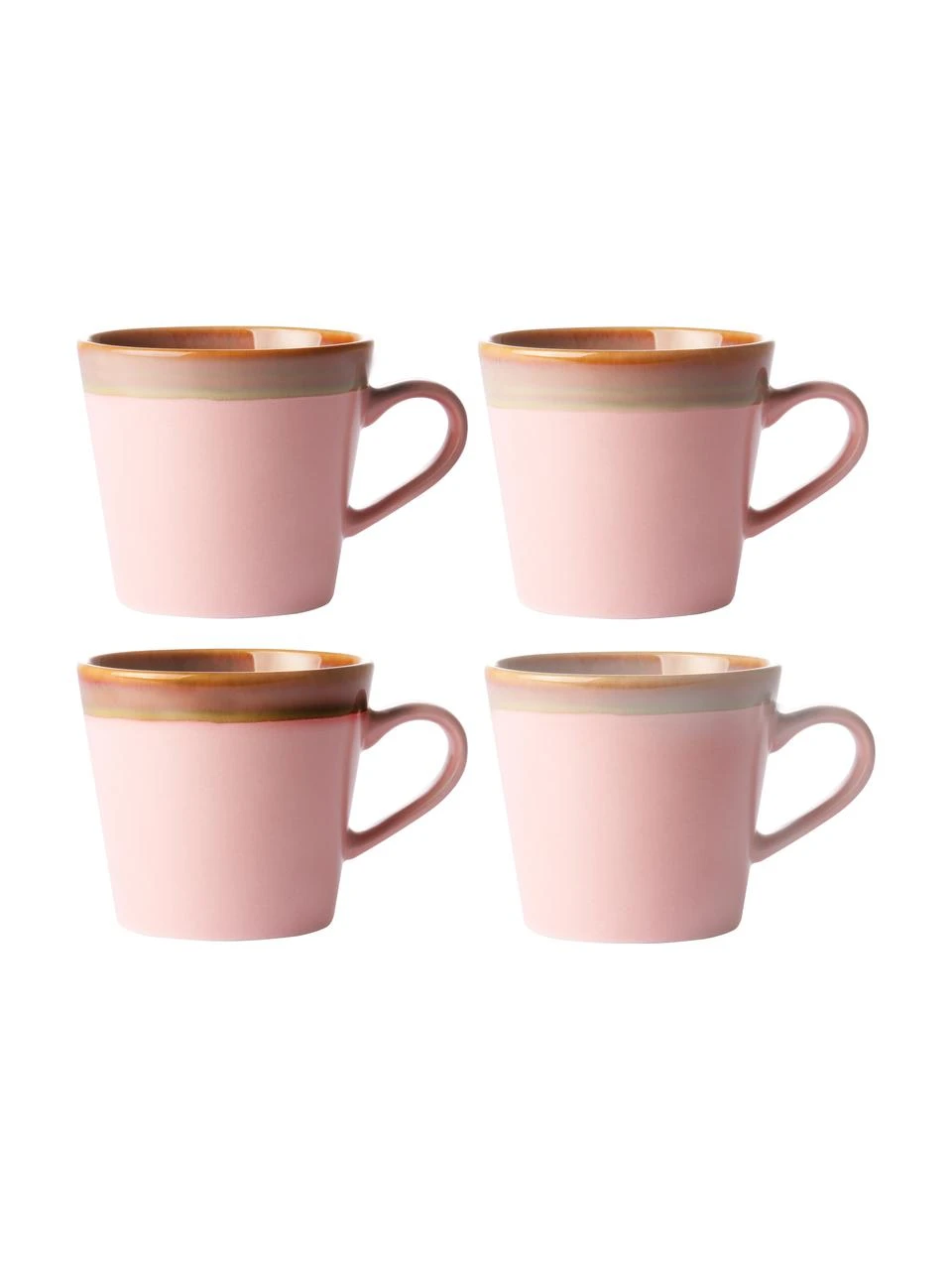 HKliving Handgemachte Tassen 70's im Retro Style, 4 Stück, Ø 12 x H 9 cm, 300 ml 1 HKliving Handgemachte Tassen 70's im Retro Style, 4 Stück, Ø 12 x H 9 cm, 300 ml