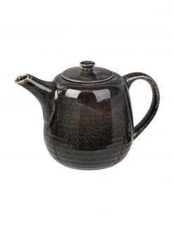 Broste Copenhagen Handgemachte Teekanne Nordic Coal aus Steingut, 1.3 L