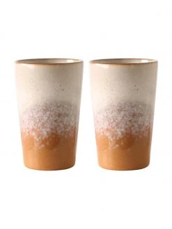 HKliving Handgemachte XL Becher 70's im Retro Style, 2er-Set, Ø 9 x H 14 cm, 475 ml