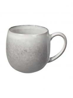 Broste Copenhagen Handgemachte XL Teetassen Nordic Sand aus Steingut, 2 Stück, Ø 9 x H 10 cm, 450 ml