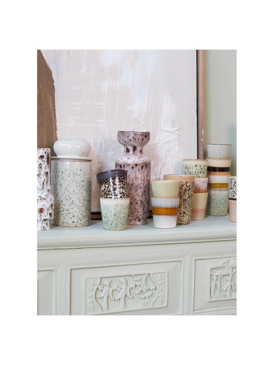 HKliving Handgemachte XS Becher 70's im Retro Style, 4er-Set, Ø 8 x H 8 cm, 200 ml 6 HKliving Handgemachte XS Becher 70's im Retro Style, 4er-Set, Ø 8 x H 8 cm, 200 ml – Bild 6