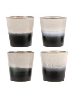 HKliving Handgemachte XS Becher 70's im Retro Style, 4er-Set, Ø 8 x H 8 cm, 200 ml