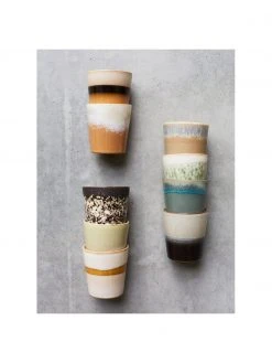 HKliving Handgemachte XS Becher 70's im Retro Style, 6er-Set, Ø 8 x H 8 cm, 200 ml 8 HKliving Handgemachte XS Becher 70's im Retro Style, 6er-Set, Ø 8 x H 8 cm, 200 ml -Küche Geschäft Handgemachte XS Becher 70s im Retro Style 6er Set 2