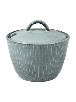 Broste Copenhagen Handgemachte Zuckerdose Nordic Sea aus Steingut, Ø 10 x H 7 cm