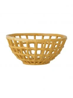 Bloomingville Handgemachter Aufbewahrungskorb Electra aus Steingut, Ø 27 x H 12 cm