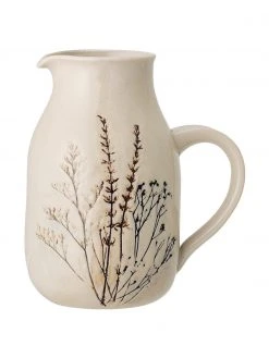Bloomingville Handgemachter Krug Bea mit Gräser-Motiv,1.5 L, Ø 12 x H 20 cm