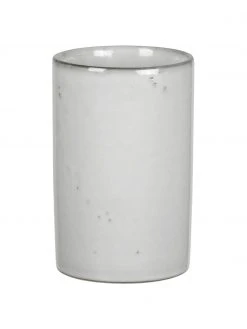 Broste Copenhagen Handgemachter Küchenutensilienhalter Nordic Sand aus Steingut, Ø 9 x H 15 cm