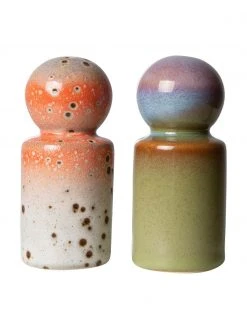 HKliving Handgemachter Salz- und Pfefferstreuer 70's im Retro Style, 2er-Set, Ø 5 x H 10 cm