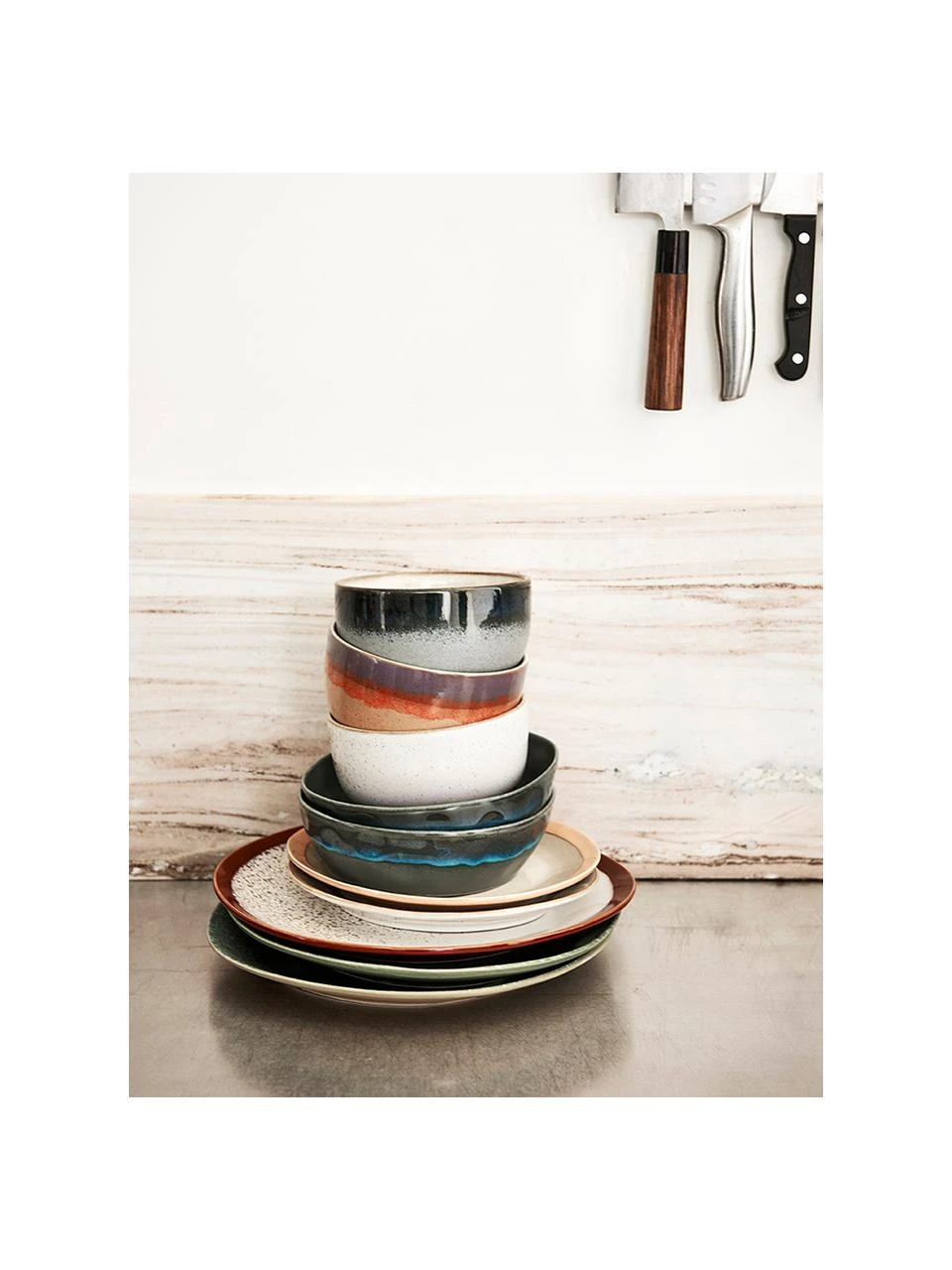 HKliving Handgemachter Speiseteller 70's im Retro Style, 2 Stück, Ø 29 cm 5 HKliving Handgemachter Speiseteller 70's im Retro Style, 2 Stück, Ø 29 cm – Bild 5