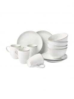 Broste Copenhagen Handgemachtes Frühstücks-Set Nordic Sand aus Steingut, 4 Personen (12-tlg.), Set mit verschiedenen Größen