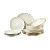 Westwing Collection Handgemachtes Geschirr-Set Thalia in Beige, 4 Personen (12-tlg.)