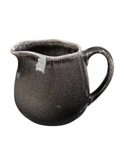 Broste Copenhagen Handgemachtes Milchkännchen Nordic Coal aus Steingut, 300 ml, Ø 12 x H 9 cm